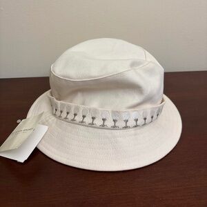 St John Sport Beige Bucket Hat Golf Club Embroidered Band Size S Made In USA